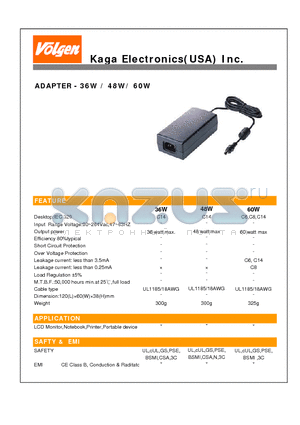 STD-1638 datasheet - ADAPTER - 36W / 48W/ 60W