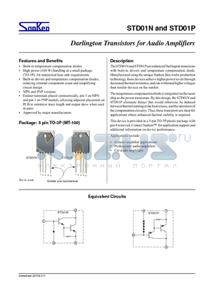 STD01N datasheet - Darlington Transistors for Audio Amplifiers