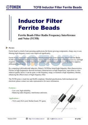 TCFBS3547P datasheet - TCFB Inductor Filter Ferrite Beads