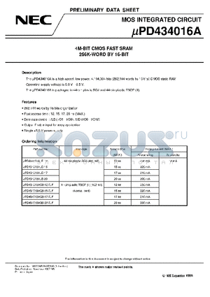 UPD434016AG5-20-7JF datasheet - 4M-BIT CMOS FAST SRAM 256K-WORD BY 16-BIT