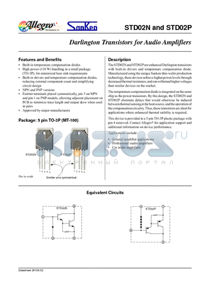 STD02N datasheet - Darlington Transistors for Audio Amplifiers