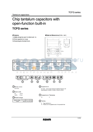 TCFGA1A106M datasheet - Chip tantalum capacitors with open-function built-in