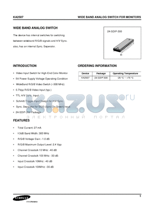 S1D2500A datasheet - WIDE BAND ANALOG SWITCH FOR MONITORS