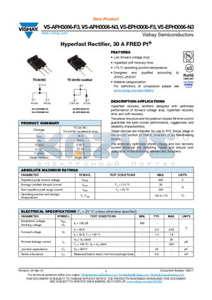 VS-APH3006-F3 datasheet - Hyperfast Rectifier, 30 A FRED Pt