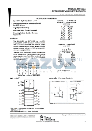 SN74S436 datasheet - LINE DRIVER/MEMORY DRIVER CIRCUITS