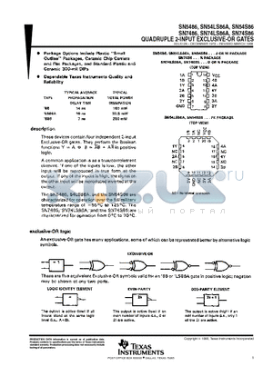 SN74S86N3 datasheet - QUADRUPLE 2-INPUT EXCLUSIVE-OR GATES