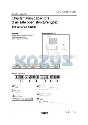 TCFGA1D226M8R datasheet - Chip tantalum capacitors (Fail-safe open structure type)