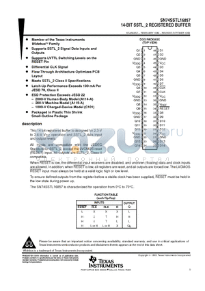 SN74SSTL16857 datasheet - 14-BIT SSTL_2 REGISTERED BUFFER