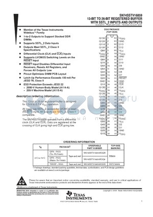 SN74SSTV16859RGQ8 datasheet - 13-BIT TO 26-BIT REGISTERED BUFFER WITH SSTL 2 INPUTS AND OUTPUTS