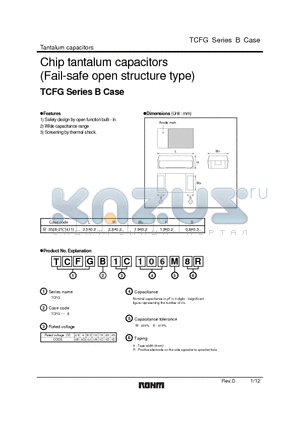 TCFGB0E226K8R datasheet - Chip tantalum capacitors (Fail-safe open structure type)