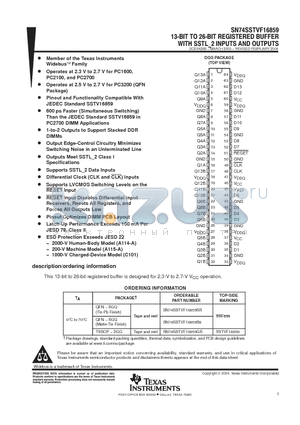 SN74SSTVF16859GRG4 datasheet - 13-BIT TO 26-BIT REGISTERED BUFFER WITH SSTL 2 INPUTS AND OUTPUTS