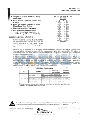 SN74TVC3010DWRE4 datasheet - 10-BIT VOLTAGE CLAMP