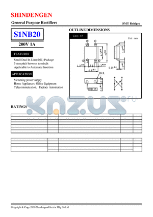 S1NB20 datasheet - General Purpose Rectifiers(200V 1A)