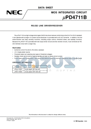 UPD4711B datasheet - RS-232 LINE DRIVER/RECEIVER
