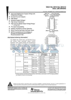 SN75112DE4 datasheet - DUAL LINE DRIVERS