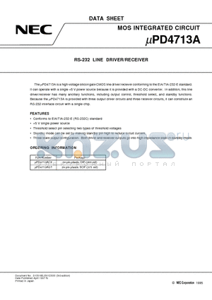 UPD4713A datasheet - RS-232 LINE DRIVER/RECEIVER