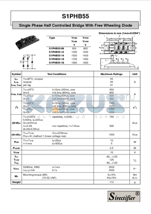 S1PHB55-08 datasheet - Single Phase Half Controlled Bridge With Free Wheeling Diode