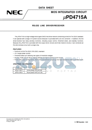 UPD4715A datasheet - RS-232 LINE DRIVER/RECEIVER