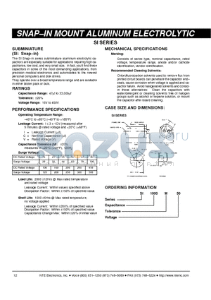 SI100M200 datasheet - SNAP-IN MOUNT ALUMINUM ELECTROLYTIC