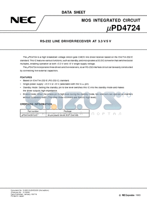 UPD4724GS-GJG datasheet - RS-232 LINE DRIVER/RECEIVER AT 3.3 V/5 V