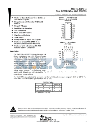 SN75114DRE4 datasheet - DUAL DIFFERENTIAL LINE DRIVERS