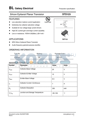 STD123 datasheet - Silicon Epitaxial Planar Transistor