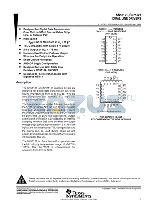 SN75121D datasheet - DUAL LINE DRIVERS