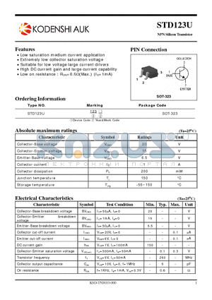 STD123U datasheet - NPN Silicon Transistor