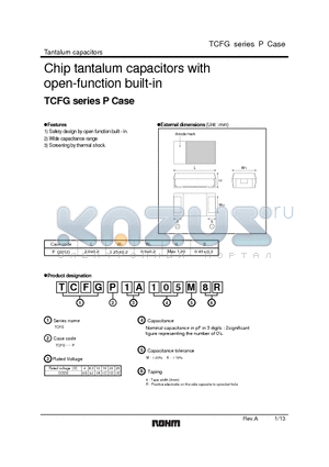 TCFGP0G105M8R datasheet - Chip tantalum capacitors with open-function built-in