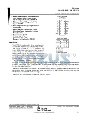 SN75126 datasheet - QUADRUPLE LINE DRIVER