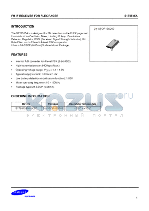 S1T8515A01-U0B0 datasheet - FM IF RECEIVER FOR FLEX PAGER