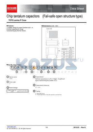 TCFGP0G106M8R datasheet - Chip tantalum capacitors (Fail-safe open structure type)