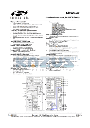 SI1025-A-GM datasheet - Ultra Low Power 128K, LCD MCU Family
