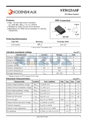 STD123ASF datasheet - NPN Silicon Transistor