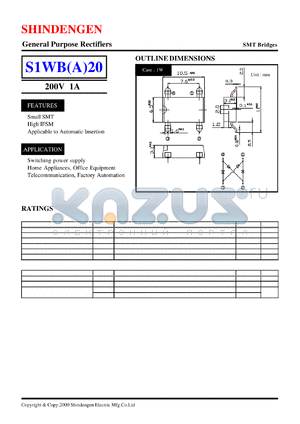 S1WB20 datasheet - General Purpose Rectifiers(200V 1A)