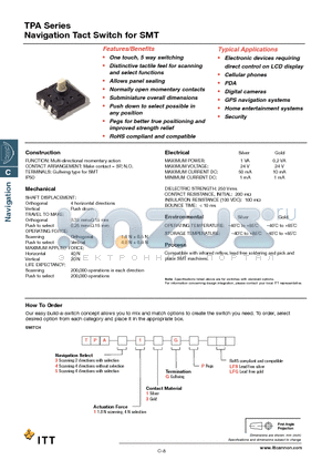 TPA511GPLFS datasheet - Navigation Tact Switch for SMT