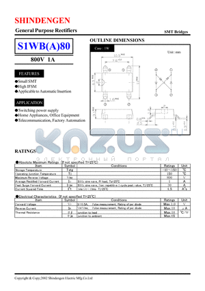 S1WB80 datasheet - General Purpose Rectifiers