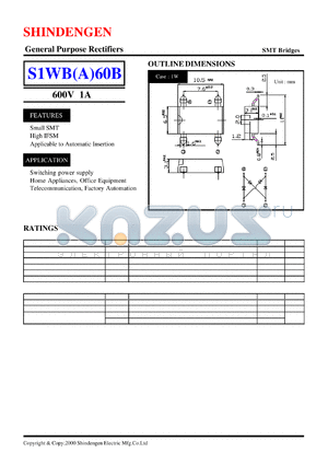 S1WB60B datasheet - General Purpose Rectifiers(600V 1A)