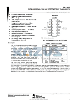SN75164B datasheet - OCTAL GENERAL-PURPOSE INTERFACE BUS TRANSCEIVER