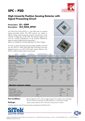 S2-0209 datasheet - High Linearity Position Sensing Detector with Signal Processing Circuit
