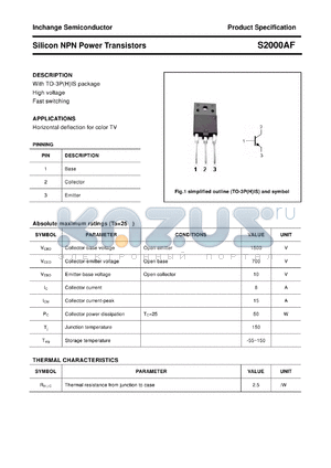 S2000AF datasheet - Silicon NPN Power Transistors
