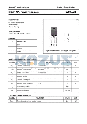 S2000AFI datasheet - Silicon NPN Power Transistors