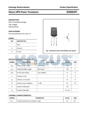 S2000AFI datasheet - Silicon NPN Power Transistors