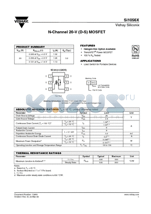 SI1056X-T1-GE3 datasheet - N-Channel 20-V (D-S) MOSFET