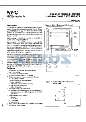 UPD65011 datasheet - UPD65000 (CMOS-3) SERIES 2-MICRON CMOS GATE ARRAYS