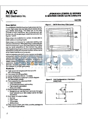 UPD65005CF548 datasheet - 3-MICROON CMOS GATE ARRAYS