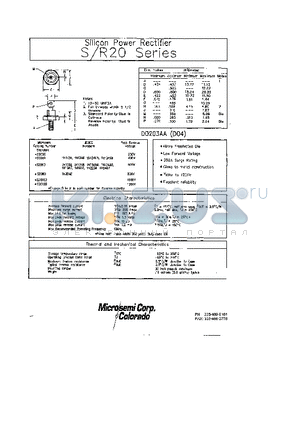 S20100 datasheet - Silicon Power Rectifier