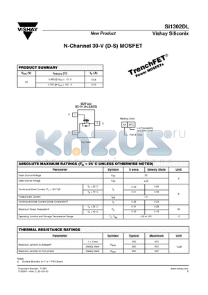 SI1302DL_08 datasheet - N-Channel 30-V (D-S) MOSFET