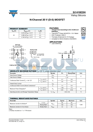 SI1410EDH_10 datasheet - N-Channel 20 V (D-S) MOSFET