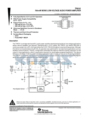 TPA701DGN datasheet - 700-mW MONO LOW-VOLTAGE AUDIO POWER AMPLIFIER